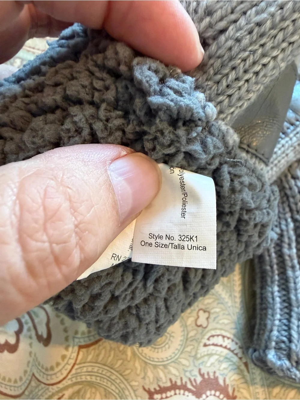isotoner Gray Knit Cable Mittens - Picture 5 of 5